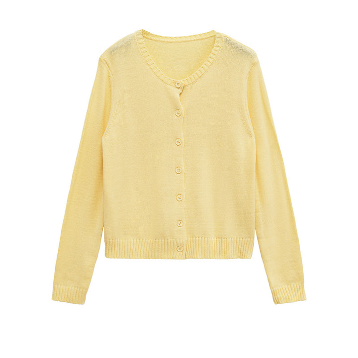 Damen kurzärmelige Strickjacke mit Knopfverschluss Drune