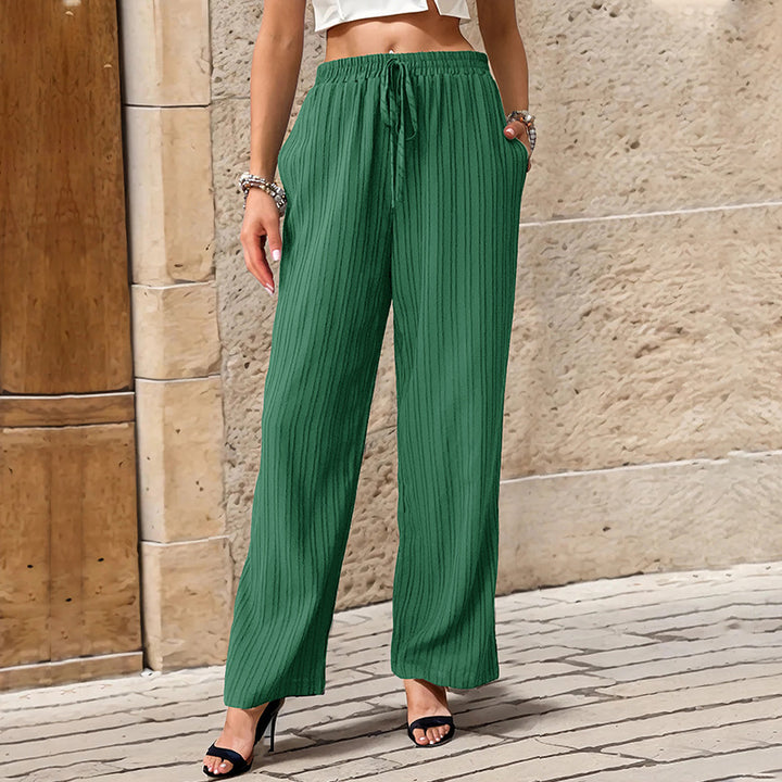 Damen komfortable Palazzo-Hose mit elastischem Bund und seitlichen Taschen Drune