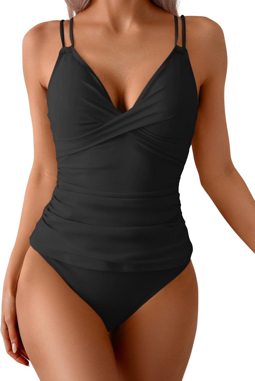 Damen Einteiler Badeanzug mit elegantem Wickel-Design und femininem Schnitt Drune