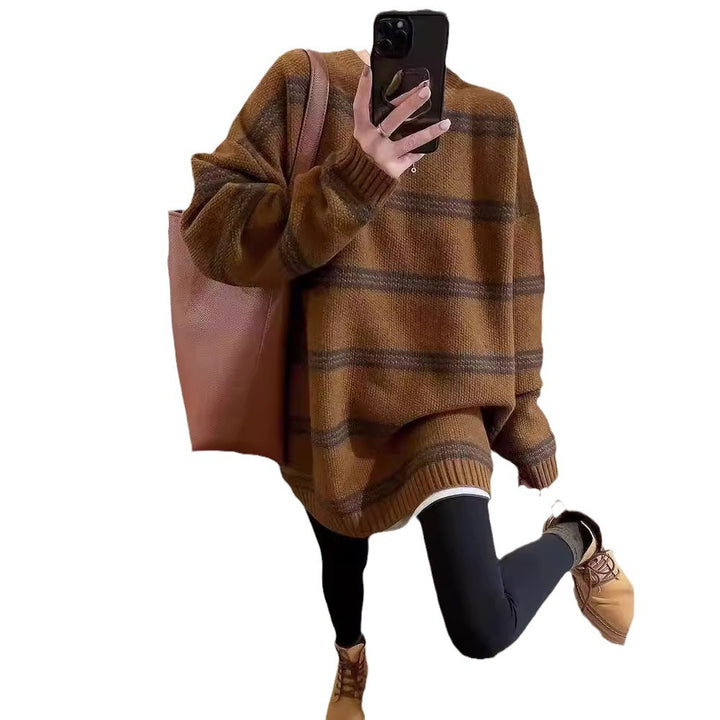 Damen Großer Strickpullover mit maritimen Streifen Drune