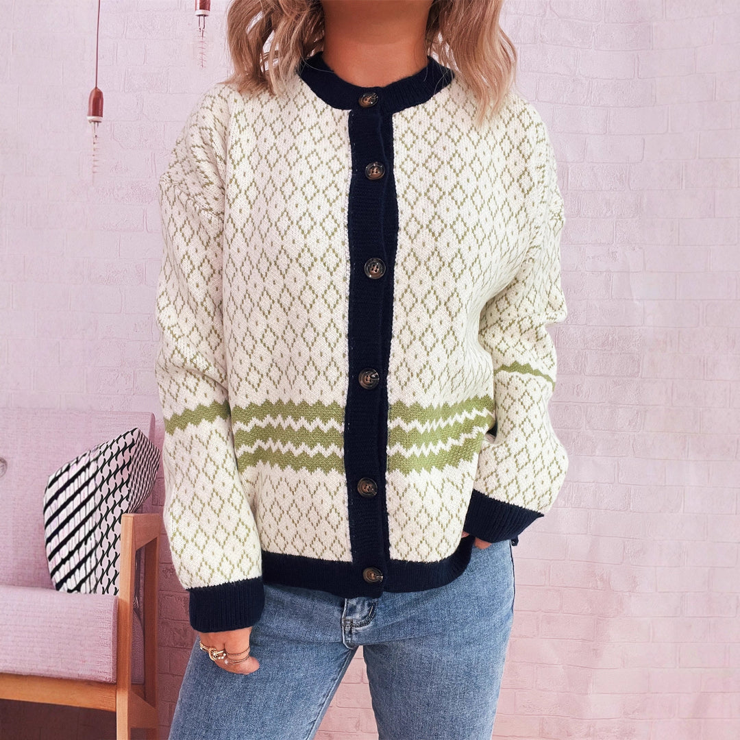 Damen Strickjacke mit vielseitigem Muster und eleganten Knopfdetails Drune