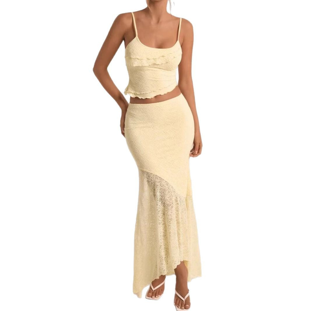 Damen Spitzen Set mit Rüschendetails Drune
