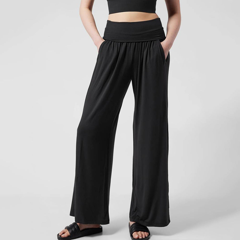 Damen weite Jersey-Hose mit elastischem Bund und hochtailliertem Design Drune