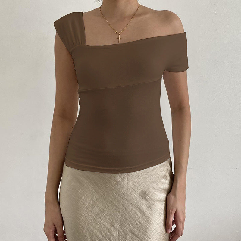 Damen modernes asymmetrisches Oberteil mit trendigem One-Shoulder-Design Drune