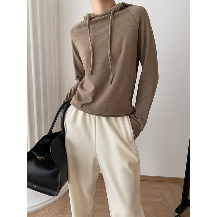 Damen lässiger Kapuzenpullover mit eleganter Passform und praktischen Details Drune