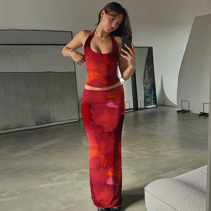 Damen Elegantes Maxikleid mit verführerischem Halterneck Drune