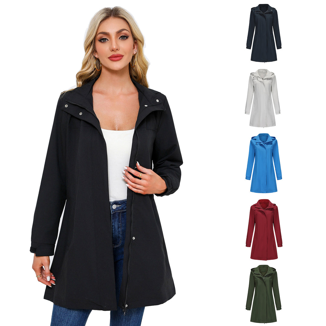 Damen funktionale Übergangsjacke mit verstellbarem Kapuzenkragen und praktischen Taschen Drune