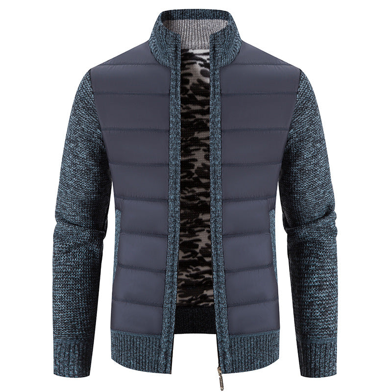 Herren nan Hybrid-Strick-Steppjacke mit wattierter Front, ergonomischen Strickärmeln und hohem Stehkragen Drune