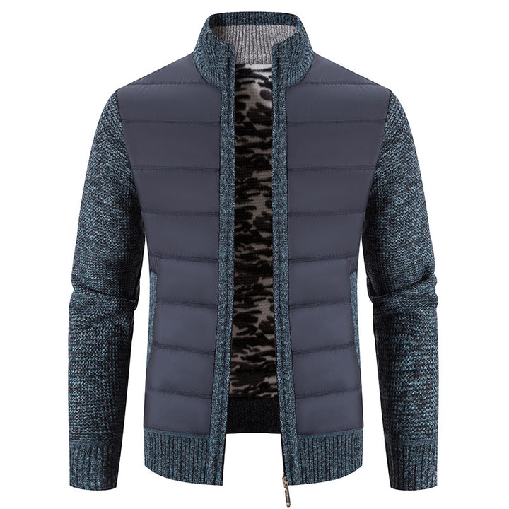 Herren nan Hybrid-Strick-Steppjacke mit wattierter Front, ergonomischen Strickärmeln und hohem Stehkragen Drune