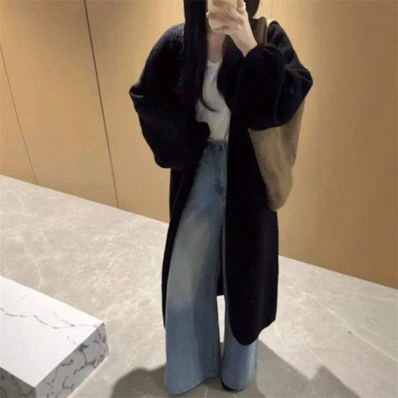 Damen Oversized Kleid mit voluminösen Ärmeln und Knopfdetails Drune
