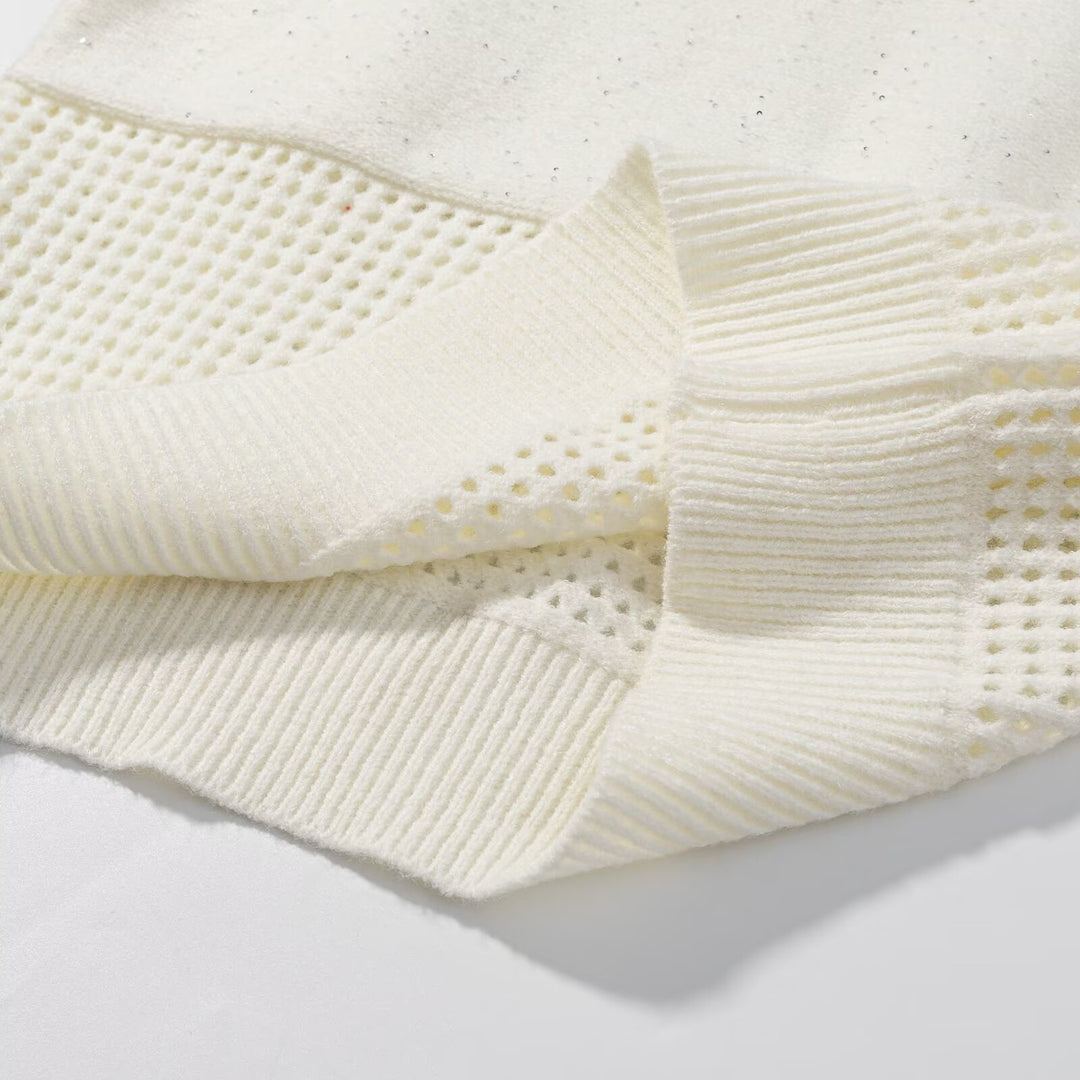 Damen Strickdress mit modernem V-Ausschnitt und elastischem Bund Drune