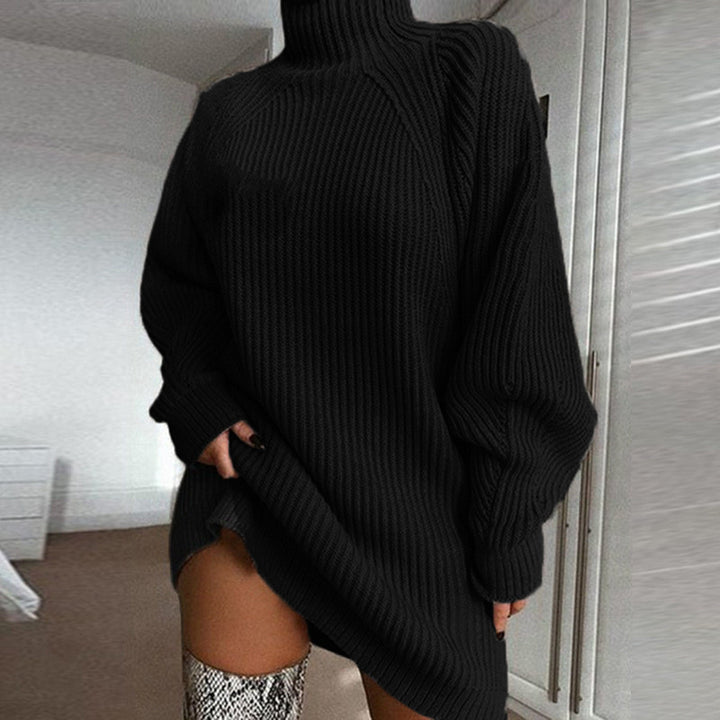 Damen Großer Strickpullover mit hohem Kragen und weiten Ärmel Drune