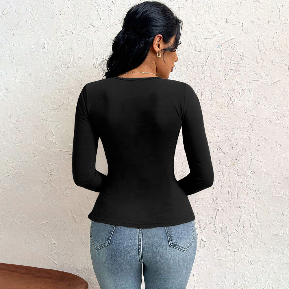 Damen Langarmshirt mit asymmetrischem Schnitt und modischer Raffung Drune