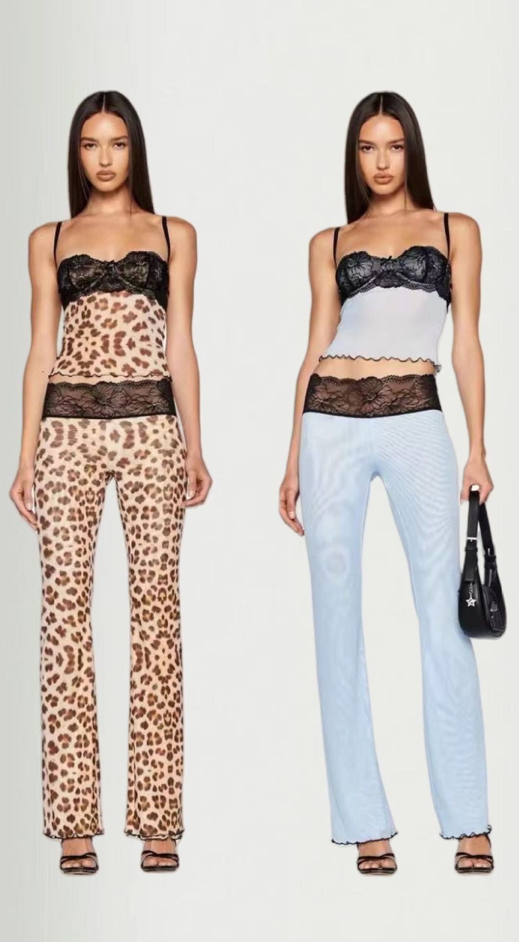 Damen Leggings mit elegantem Spitzenbund und modischem Tiermuster Drune