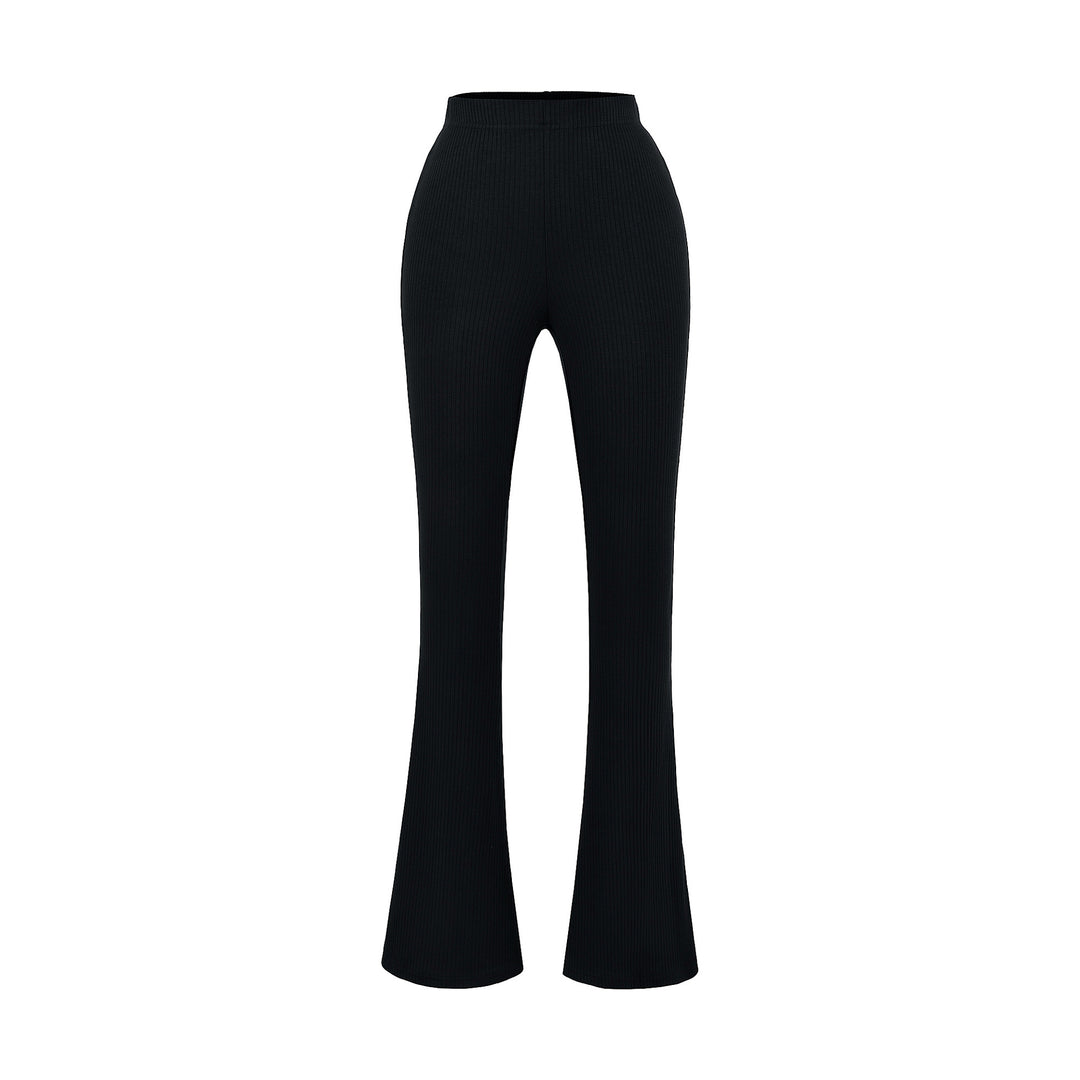 Damen elegante Flared-Hose mit hoch tailliertem Schnitt und feinem Rippdesign Drune