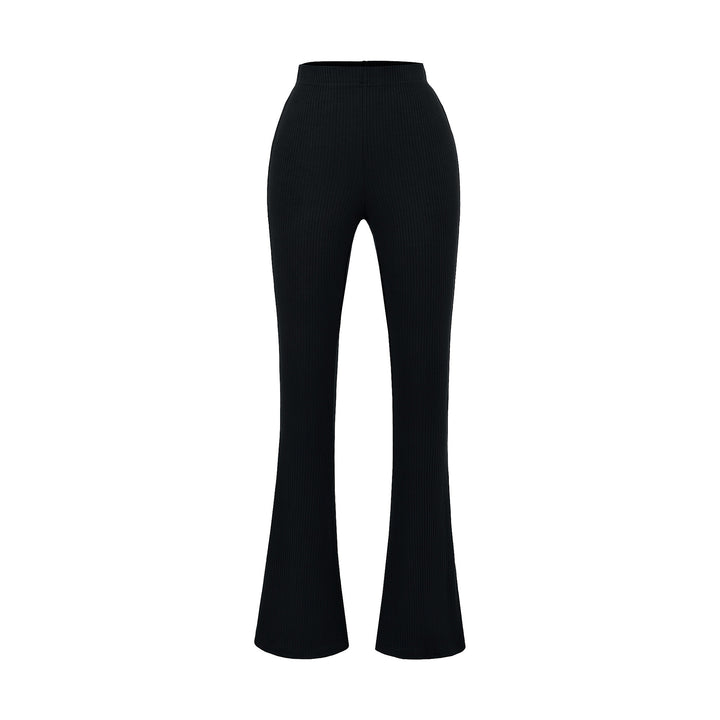 Damen elegante Flared-Hose mit hoch tailliertem Schnitt und feinem Rippdesign Drune