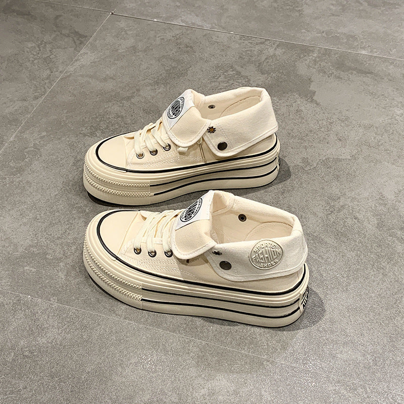 Damen High-Top Sneakers mit modischem Plateau und verstellbarem Knöchelriemen Drune
