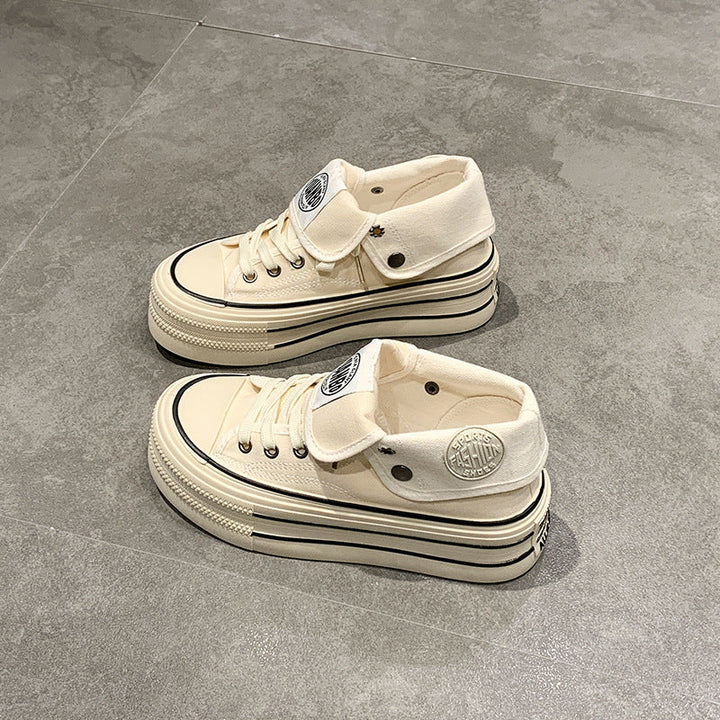 Damen High-Top Sneakers mit modischem Plateau und verstellbarem Knöchelriemen Drune
