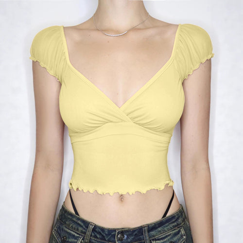 Damen luftiges Oberteil mit Rüschendetails Drune