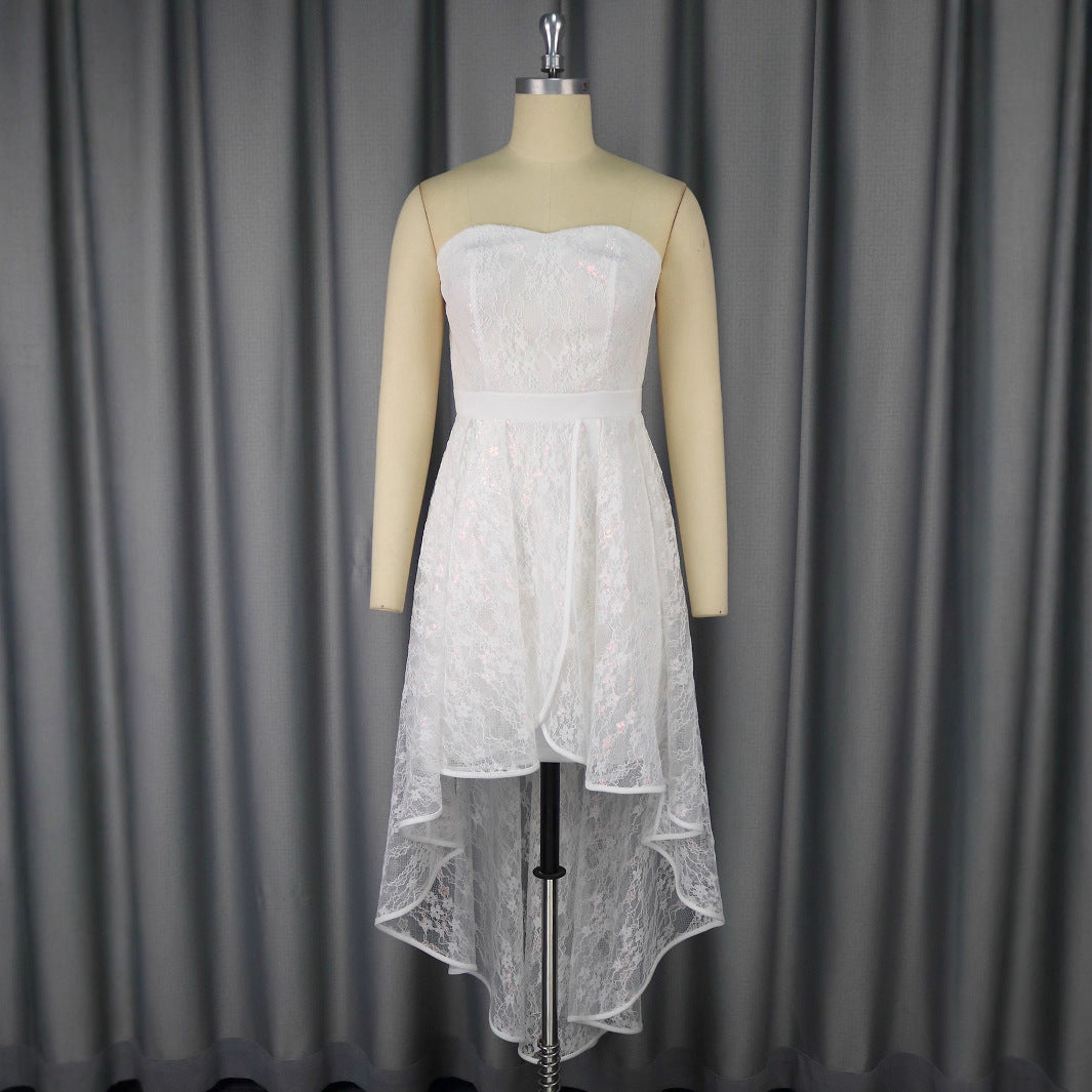 Damen Elegantes Hochzeitskleid mit asymmetrischem Saum Drune