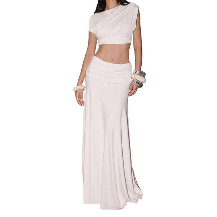 Damen elegantes Wickelkleid mit Rüschendetails Drune