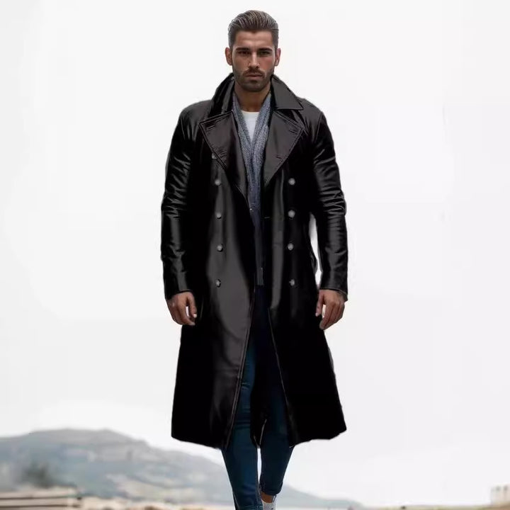 Herren eleganter und glänzender Trenchcoat Drune