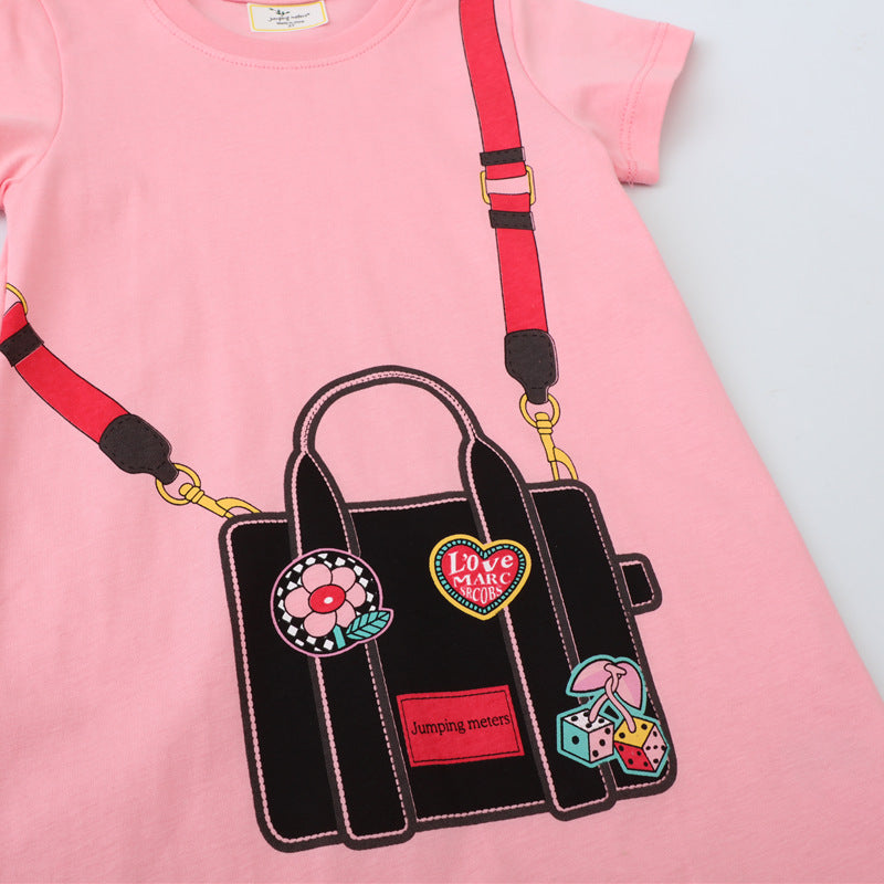 Mädchen T-Shirt Kleid mit kreativem Taschenmotiv Drune