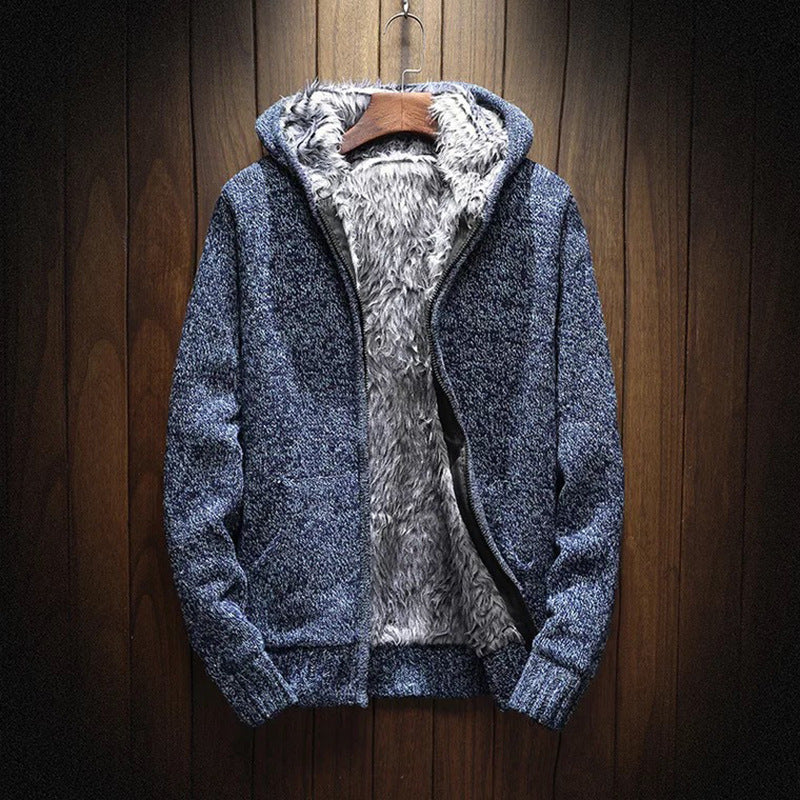 Herren kuschelige Kapuzenjacke mit weichem Innenfutter und seitlichen Eingrifftaschen Drune
