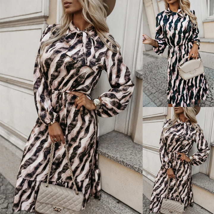 Damen Maxikleid mit Rüschen und elastischem Taillenzug Drune