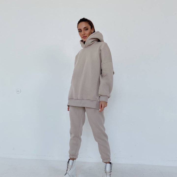Damen nan oversized Kapuzen-Loungewear-Set mit extragroßer Kapuze und taillierter Jogginghose Drune