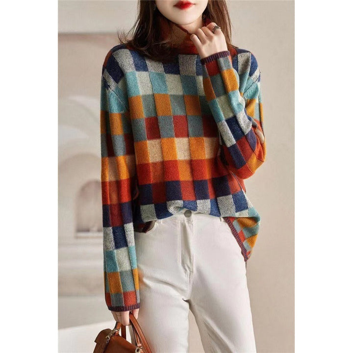 Damen oversized Pullover im Karomuster Drune