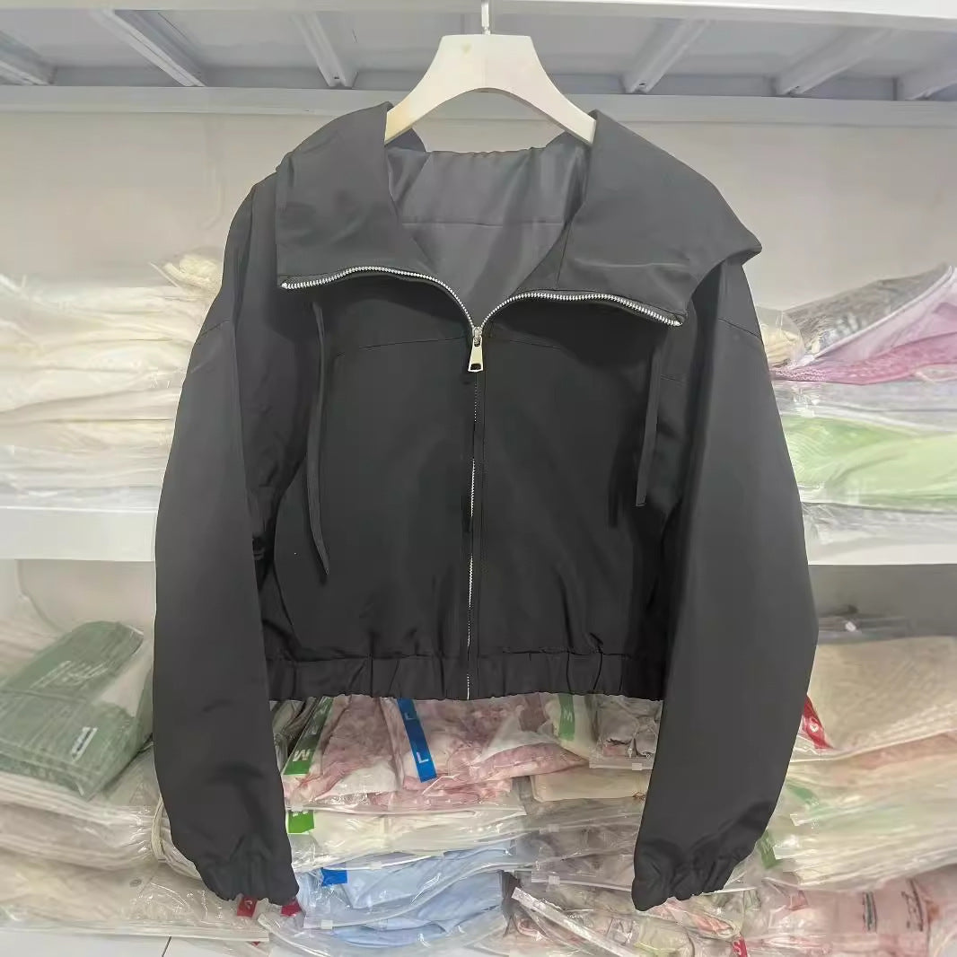 Damen modische Kapuzenjacke mit elastischem Bund und praktischem Reißverschluss Drune