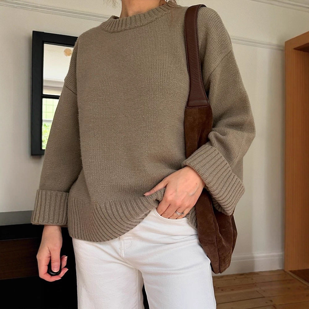 Damen Grobstrickpullover mit übergroßen Ärmeln Drune
