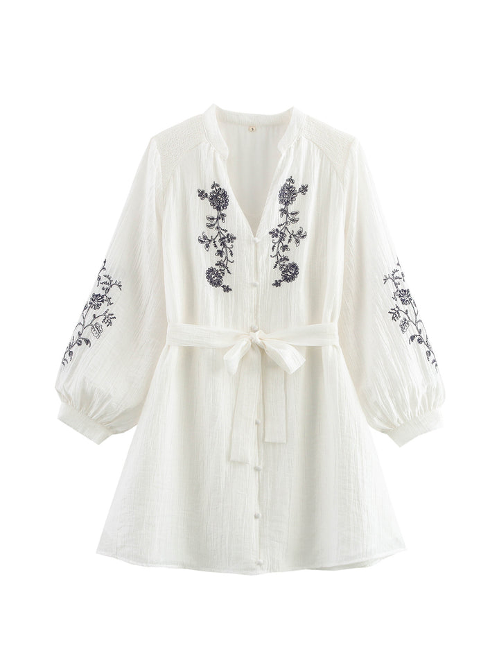 Damen elegante Bluse mit floralem Stickereidetail Drune