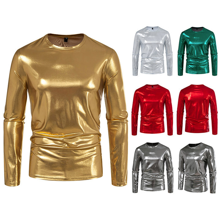 Herren stylisches Langarmshirt aus glänzendem Material Drune