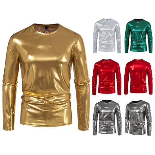 Herren stylisches Langarmshirt aus glänzendem Material Drune