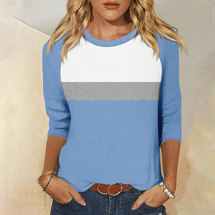 Damen Freizeit-T-Shirt mit modischem Farbblockdesign Drune