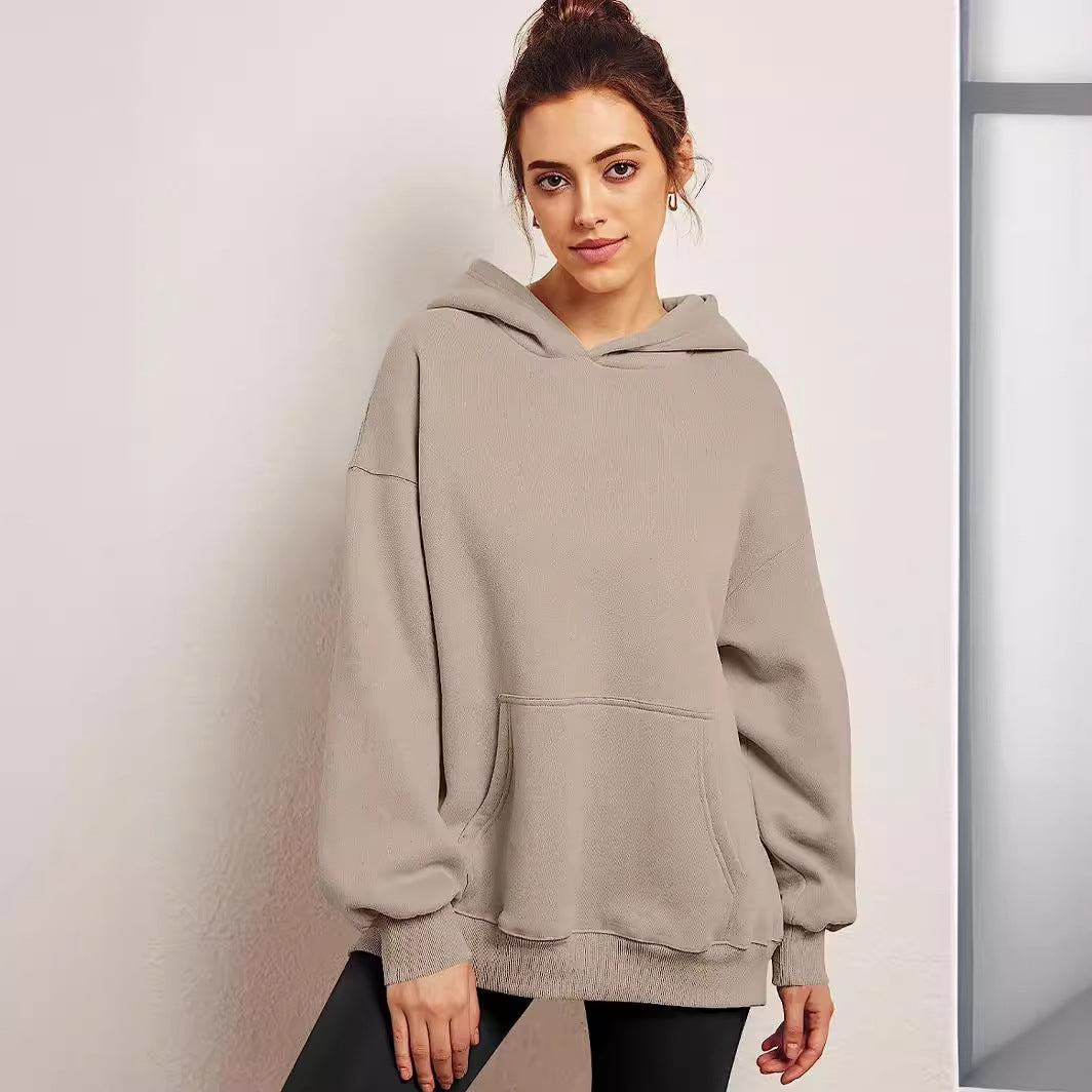 Damen lässiger Oversized Hoodie mit Kängurutasche Drune