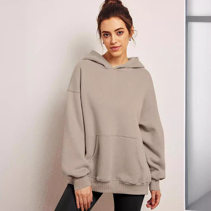 Damen lässiger Oversized Hoodie mit Kängurutasche Drune
