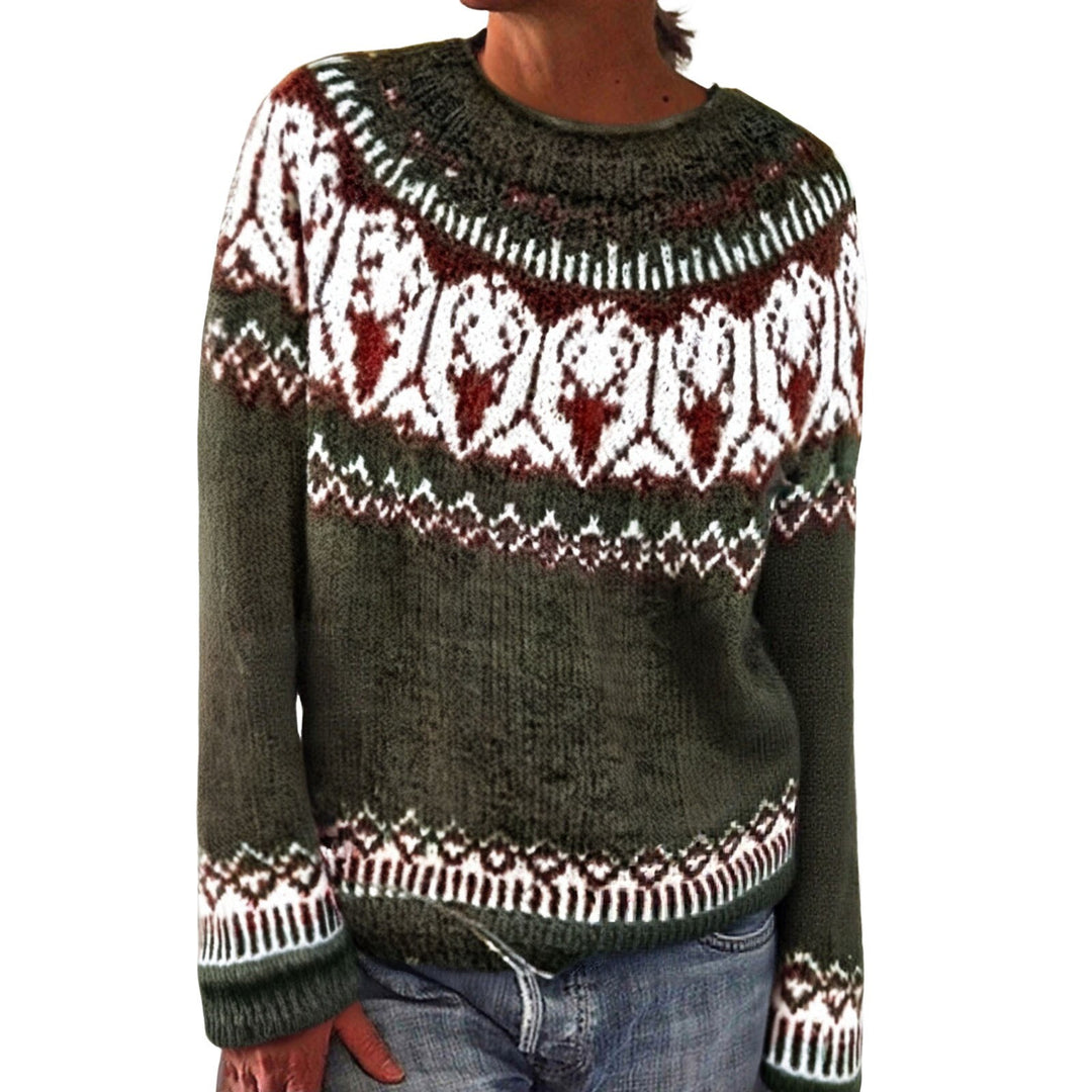 Damen nan Norwegerpullover aus Wollmix mit Rundhalsausschnitt und traditionellem Fair-Isle-Yoke Drune