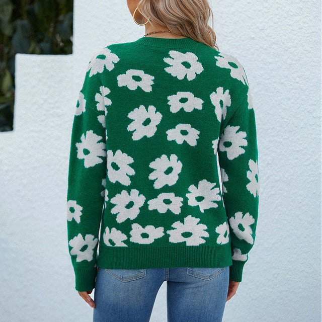 Drune | Blumenkariertes Strickoberteil Acryl Bequem, Farbig
