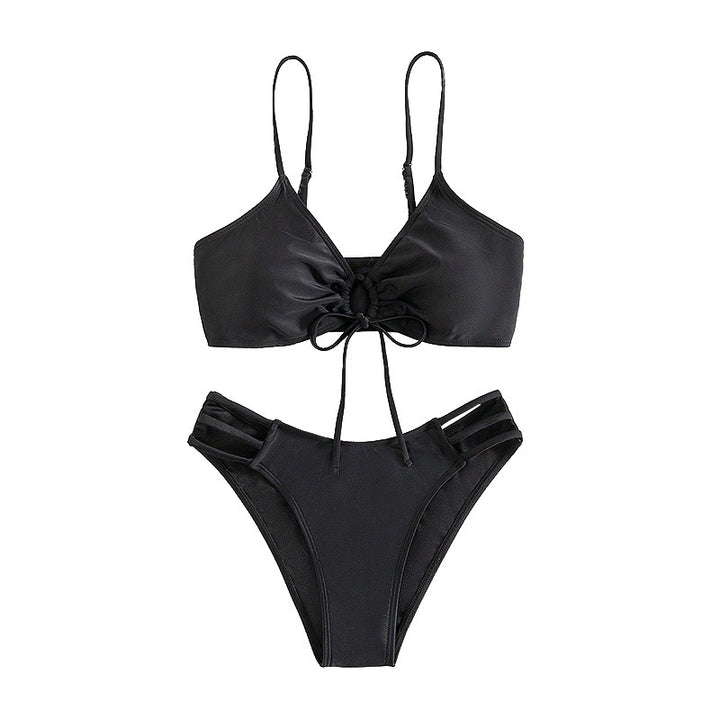 Damen Triangel-Bikini-Set mit Schleifen-Detail und modischen Einschnitten Drune