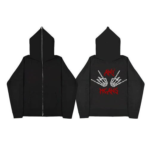 Damen Zip-Hoodie mit einzigartigem Skelett-Motiv und bequemem Schnitt Drune