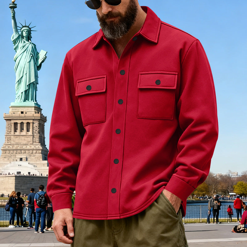 Herren nan robuste Overshirt Jacke mit aufgesetzten Brusttaschen und wärmendem Futter Drune