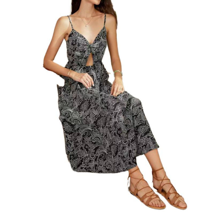 Damen Maxikleid mit verspieltem Cut-Out-Design und floralen Motiven Drune