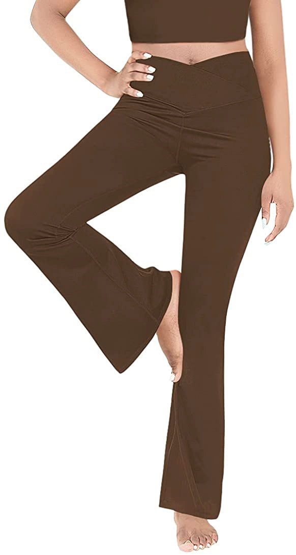 Damen Bootcut Yoga-Hose aus elastischem Material mit hohem Bund Drune