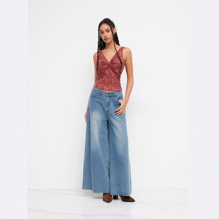 Damen Dekoratives Floral Top mit Raffungen Drune