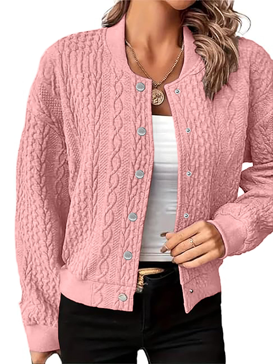 Damen Strickjacke mit strukturierter Oberfläche und Knopfverschluss Drune