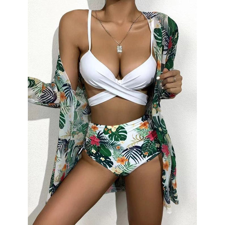 Damen Blütenmuster Strandkimono mit lässigem Schnitt Drune