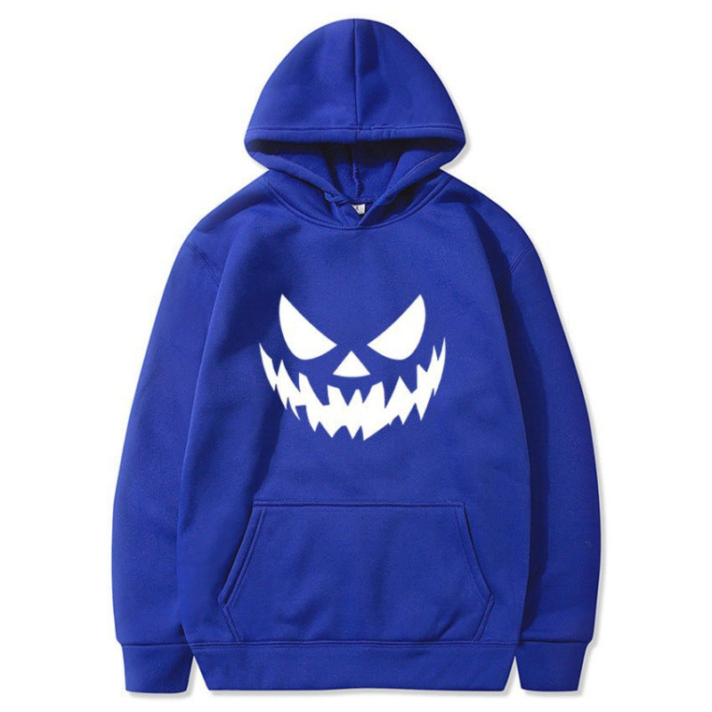 Unisex nan Kapuzenpullover mit gruseligem Kürbisgesicht-Print und Oversize Kängurutasche Drune